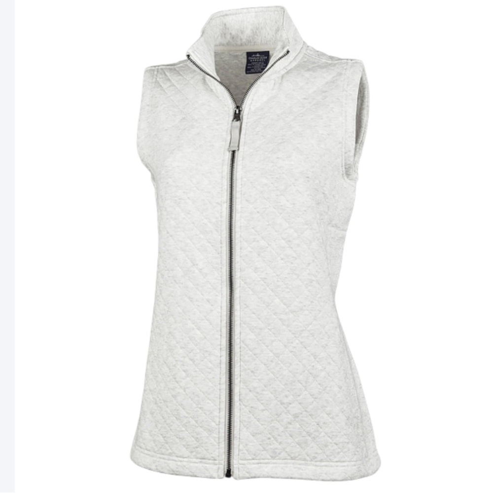 NWT Charles River Apparel Franconia Cream/Gray Quilted Vest Size Medium